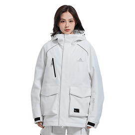 HIGH EXPERIENCE 滑雪服 滑雪外套 防风防水衣服 户外冬季雪地 L码 瓷白
