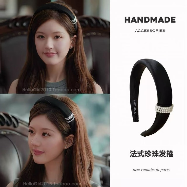 Pearl High Crown Headband Let Me Shine Let Me Glow Soft and Ethereal Black Pearl Headband 1 piece 3