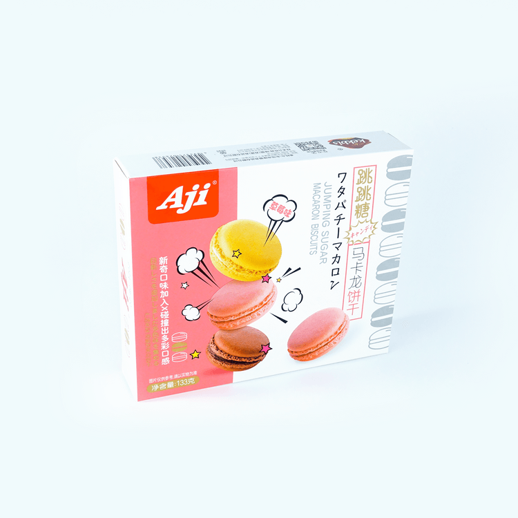 AJI Popping Candy Macaron Biscuits Strawberry Flavor 133g - Yami.com