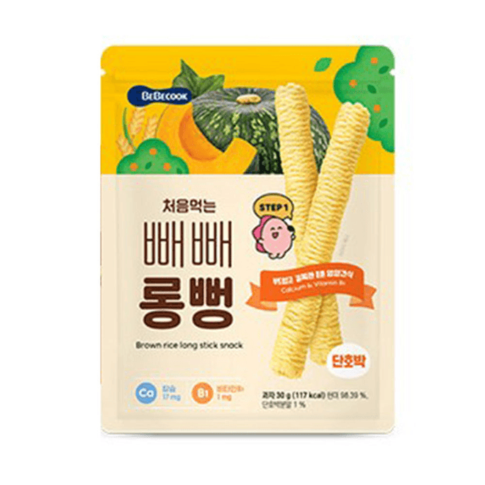 韓國BeBecook Brown Rice Long Stick Snack (Step1) Sweet Pumpkin 30g