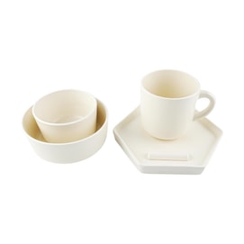 Mariebel 1-person Meal Dinnerware Set 5Pcs Plate Bowl Mug Cream White