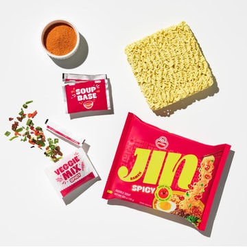 Spicy Jin Ramen - Korean Style Instant Noodles, Rich and Savory Beef Broth , 4 Pack 16.9 oz 
