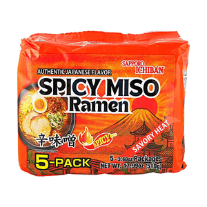 Authentic Japanese Flavor Spicy Miso Ramen with Artificial Flavor, 3.6 oz*5 Pack, 17.99 oz 