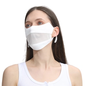 [중국 직배송] HSPM 여성용 자외선 차단 마스크 (눈 보호 및 자외선 차단 기능 포함), 얇고 통기성 좋음, 흰색, 1개 (F)