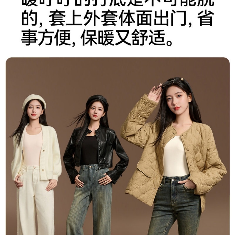 Women's Winter Satin-Finish Couple's Tank Top Set Simple, Slim-Fit, Warm Top Soft Round Neck Base Layer Women's L Size Black + Black Two-Piece Set