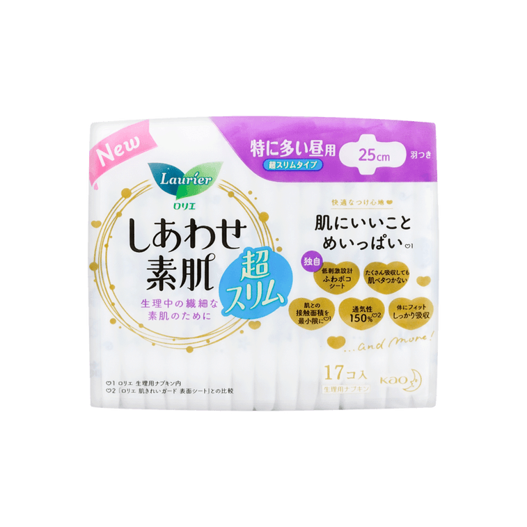민감한 피부를 위한 날개형 무향 초박형 여성용 생리대, 3호 사이즈/9.84인치, 17개입 14