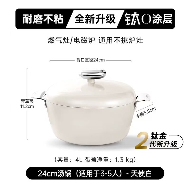 Micro Pressure Stew Pot Non-stick white 24cm 3