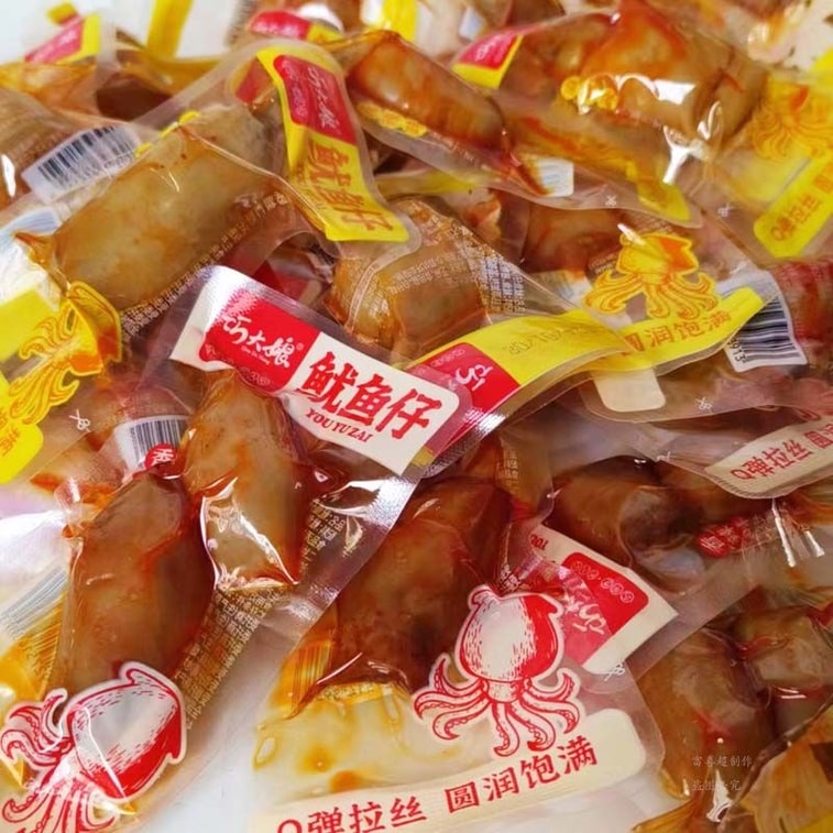 巧大娘 魷魚仔 香辣味 拉絲墨魚仔 鮮香解饞 即食海鮮休閒點心 30g*7袋 5