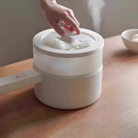 OLAYKS 立时畅销中日韩【1.5L容量·上蒸下煮】100~120V通用电煮锅 带蒸笼 多功能宿舍小型电锅