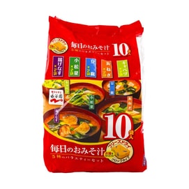 日本NAGATANIEN永谷园  每日味噌汤 5种口味 10包入 51g【炸茄子+葱花+豆腐+芥菜+卷心菜味】