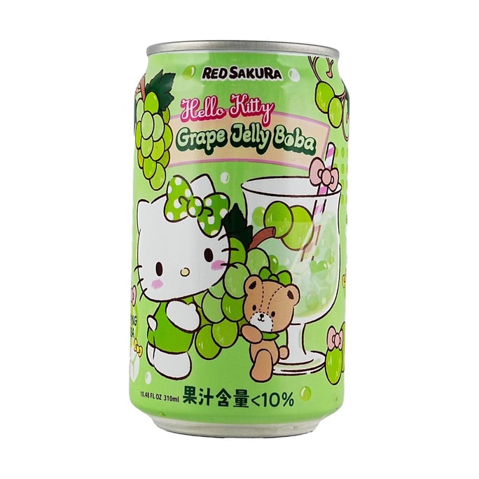台湾红樱花x三丽鸥 HELLO KITTY 葡萄芦荟波霸爆爆珠饮料 310ml
