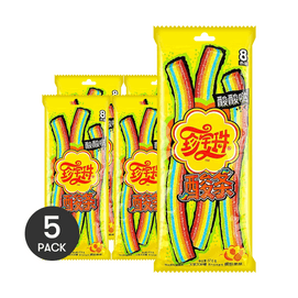 珍寶珠 酸條啫咖哩糖 繽紛果味彩虹軟糖 8條裝 57.6g *5【5份超值裝】【酸酸甜甜超驚艷!!】【羅森便利店同款】【童年回憶零食】