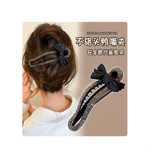 Light Luxury Lazy Hair Clip With Rhinestones, New Duckbill Hair Clip Accessory * Bow Duckbill Clip [2-pack]