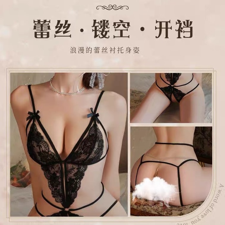 미국 Bella’s Fantasy 섹시 란제리 레이스 시스루 슬립 블랙 원사이즈 6