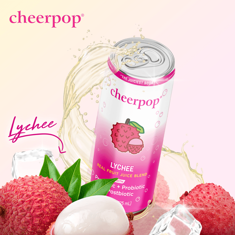 Cheerpop Lychee Sparkling Fruit Juice Blend – Prebiotic, Probiotic & Postbiotic Functional Beverage – Real Fruit Juice – Gluten Free – No Caffeine – 11 Fl Oz – Pack Of 12 4