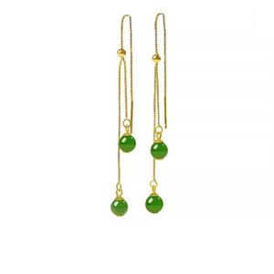 Palace New Natural Jade Solid Silver Earrings And Earrings New Chinese Green Rose 6mm