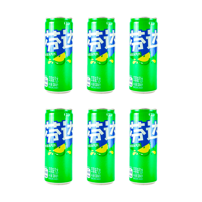 大陆版芬达 苹果味汽水 碳酸饮料 罐装 330ml*6罐【超值装】
