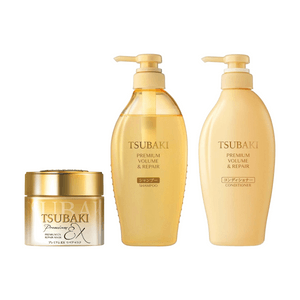 TSUBAKI Masque Capillaire Premium Réparation 188ml + Shampooing & Après-shampooing Golden Camellia Réparation Ultime Hydratation Rafraîchissante Niveau Salon 900ml【2 Packs】