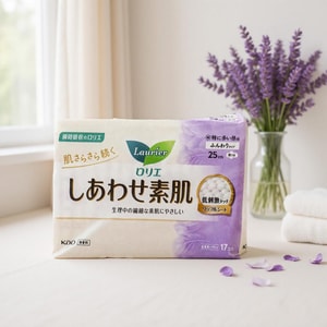 日本KAO花王 LAURIER乐而雅 F超柔软系列 超长量多棉柔卫生巾 温和无刺激 日用有护翼 250mm 17片入