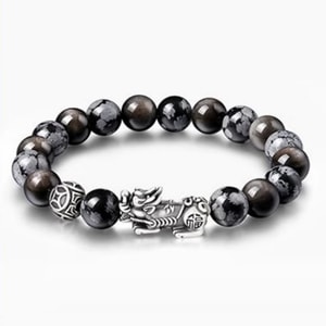 【中国直邮】 中国黄金  貔貅银手链男款纯银999手串 足银 多金貔貅1条装