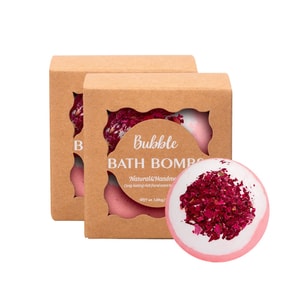 Rose Petal Bath Bombs 2 Count, Floral Scented Fizzy Bath Bomb Set For Home Spa Bath, Rich Bubbles 【Relaxing Aroma & Soft Skin Feel】 Gift Pack For Women