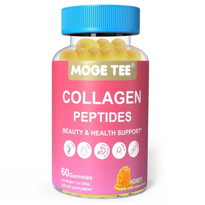 500mg Collagen Peptides Gummies – Hair Skin Nail & Joint Support Natural Honey Flavor 60 Gummies 7oz