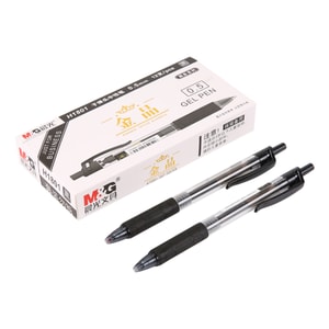 [中国直邮]晨光文具(M&G) 金品系列按动子弹头中性笔 / 啫喱笔 金装H1801  黑色笔芯  0.5mm  12支/盒