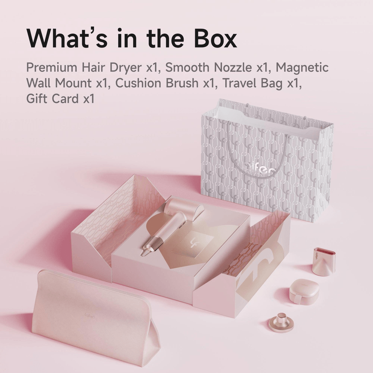 Premium 高速负离子吹风机 爱意礼盒套装 【110,000RPM无刷高速马达】【360°磁吸造型风嘴】【轻量低噪设计】【附墙面支架】【配旅行收纳袋】 节日送礼推荐 7