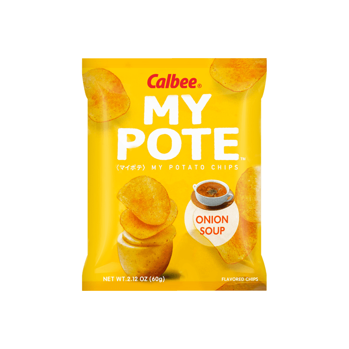 CALBEE MY POTE Onion Soup Potato Chips, 2.12oz