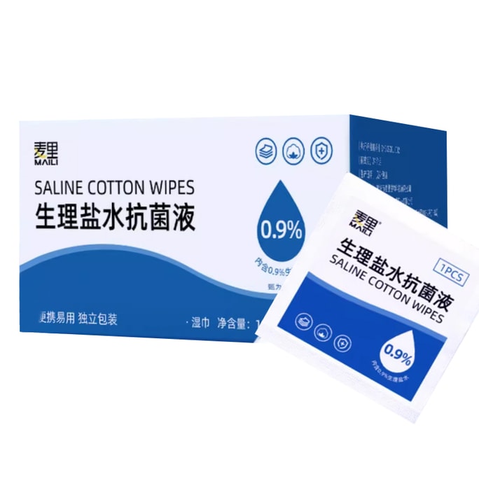 Saline Solution Wipes (100-Pack): For Wound Cleansing, Makeup Removal & Facial Compress