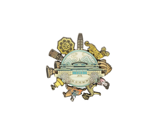 中国直邮】 西安博物院金属旋转冰箱贴长安文物纪念品80*80mm - 亚米