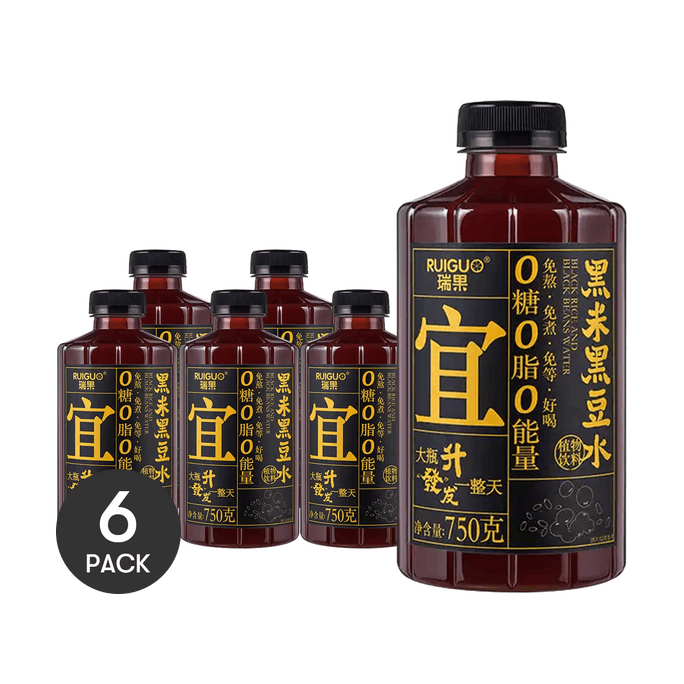 瑞果 宜黑米黑豆水 植物饮料 750g *6【6份超值装】【简单配料 0糖0脂】【新中式养生饮】