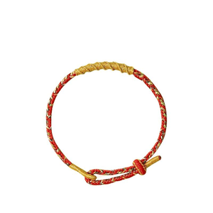 【中国直邮】 普陀山 马年十二生肖本命年红绳编织手绳手链 兔-文殊菩萨 14-18cm