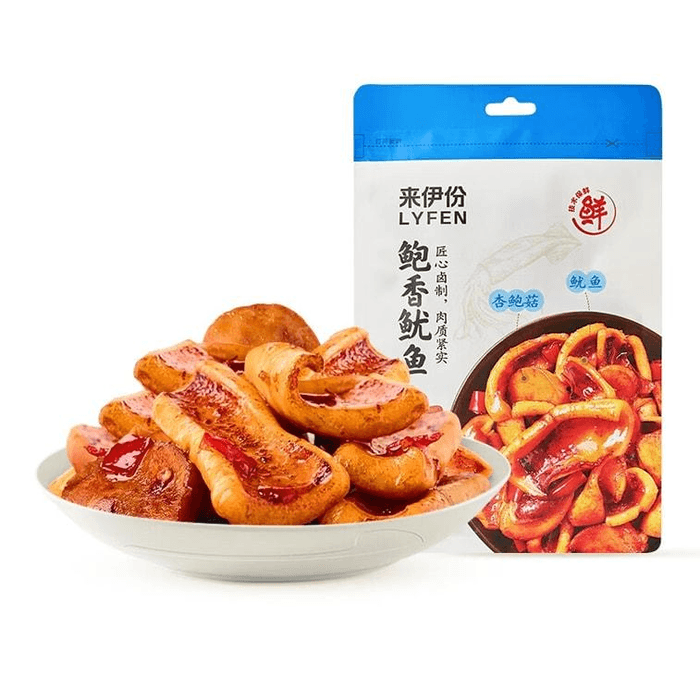 【中国直送】莱一芬 アワビ風味エリンギ＋イカ、手ちぎり焼きイカ 48g