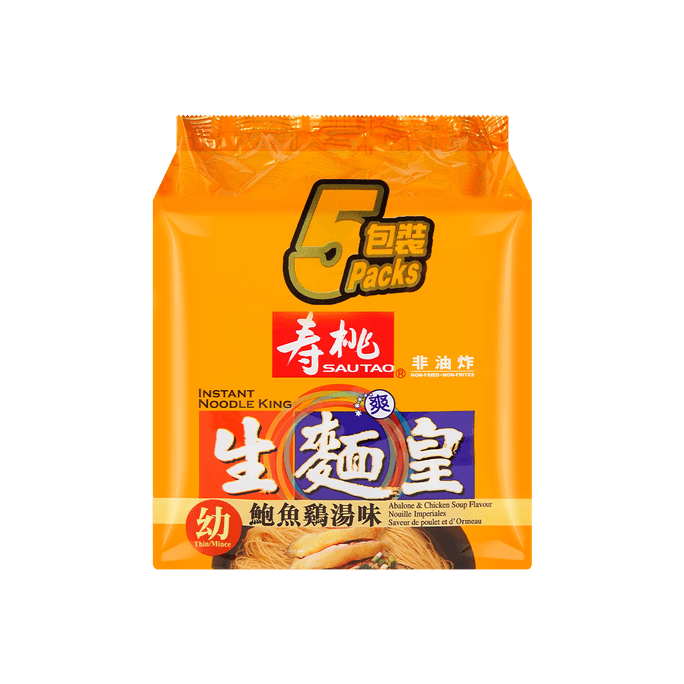 壽桃牌 生麵皇麵 鮑魚雞湯味 細麵 70g*5