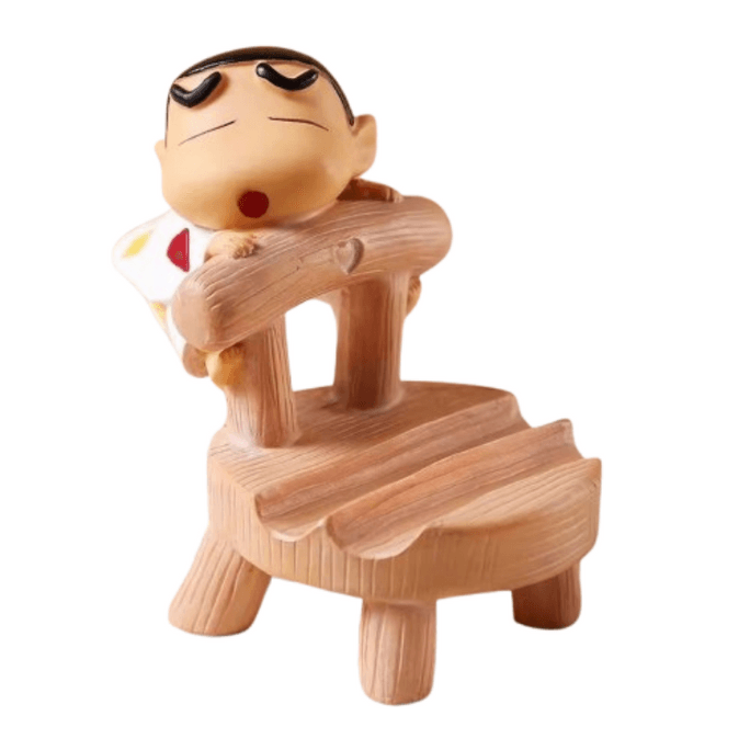 【中國直郵】 親太太 可愛蠟筆小新手機支架小擺飾 白衣款 1個