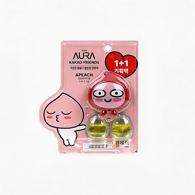 한국 카카오프렌즈 카카오 빅헤드 어피치 차량용 방향제 장식 - 정품 1개 + 교체용 리필 1개