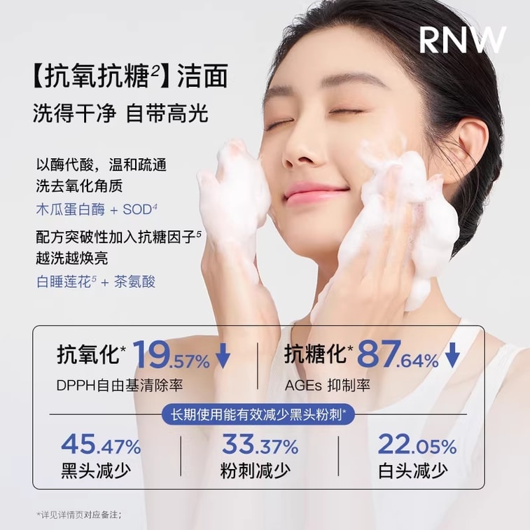 [中国直送] RNW クレンジング＆ポリッシング フェイシャルウォッシュ 100g (韓国) - 2in1 クレンジング＆メイク落とし、ディープクレンジング、リフレッシュ、オイルコントロール、抗酸化、抗糖化、トーニング 3