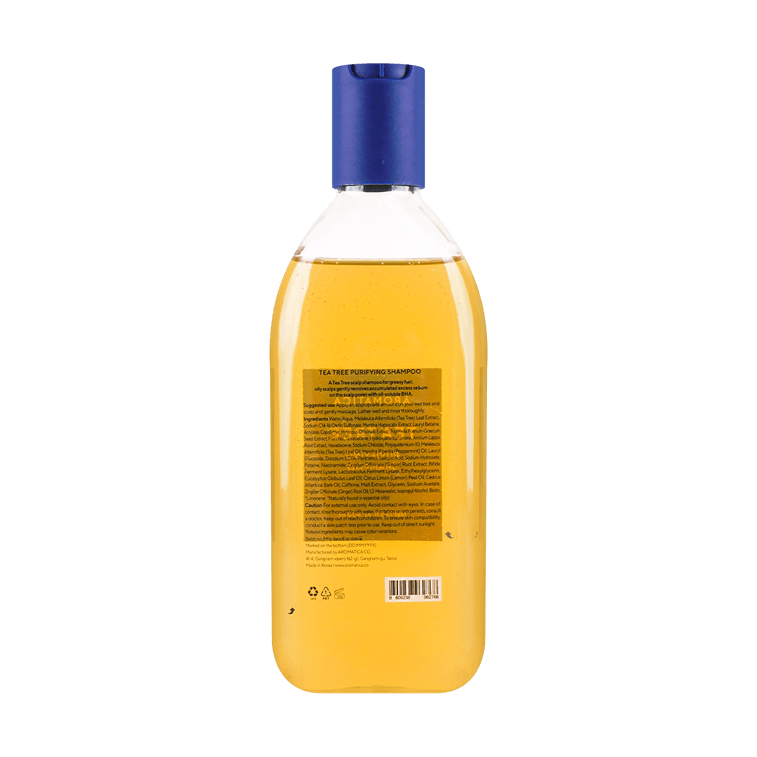 韩国AROMATICA爱露梦 茶树精油洗发水 无硅油氨基酸温和清洁 水杨酸去屑止痒 清爽蓬松 控油防脱 400ml 3