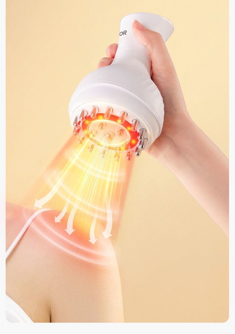 【中國直郵】 蘇泊爾 電動經絡刷疏通儀熱敷按摩腰部背部大肚子全身通用刮痧神器【陶白色】*1台