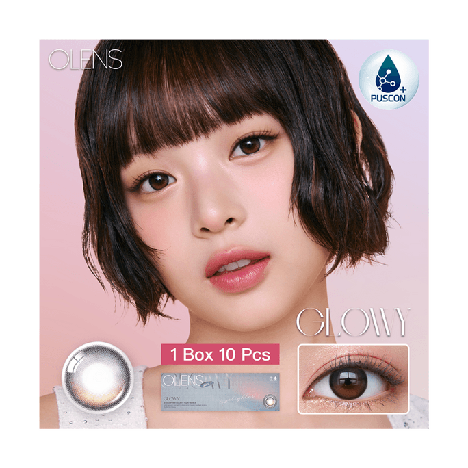 [중국 직송] 한국산 O-LENS 글로우 블랙 [글라스 블랙] 1일착용 컬러 콘택트렌즈 소구경 내추럴 10매입 - 1.00(100)