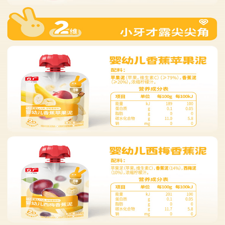 [중국 직배송] 팡광 베이비 라벨 유아용 과일 퓨레 (6개월 이상) - 영양 가득한 과일 및 채소 혼합, 무첨가 음료, 800g [80g/봉지 * 10봉지] 4