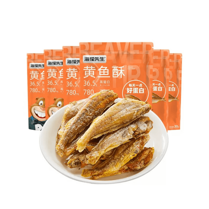 Crispy Dried Fish Snack Pack - Original Flavor (30g*6) Seasoned Small Yellow Croaker, Crunchy & Ready-to-Eat