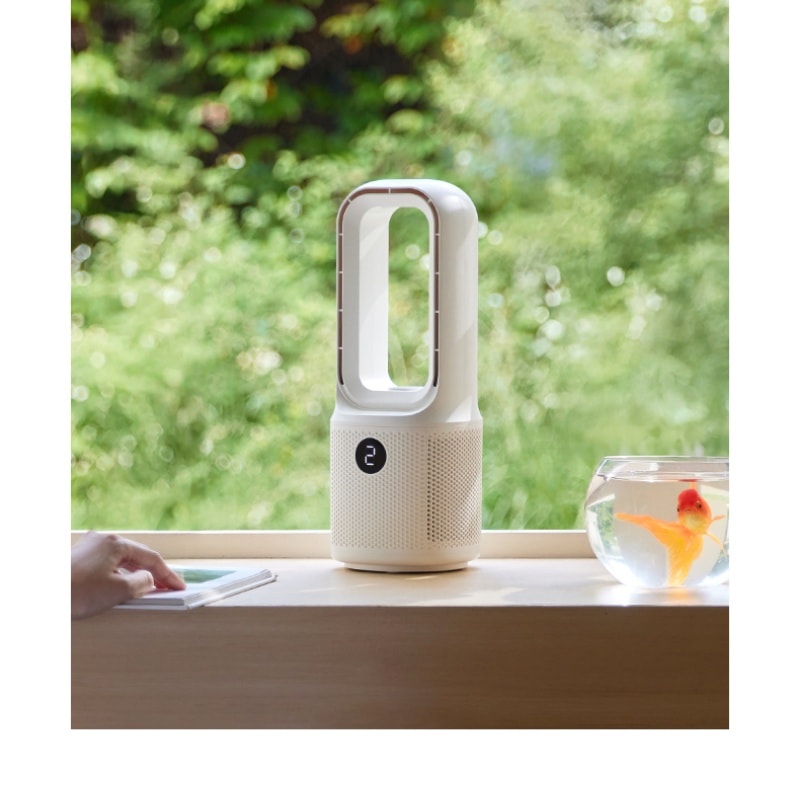 【中国直邮】 OLAYKS 无叶风扇家用桌面小型台式摇头电风扇加湿 陶白色-带香薰盒+加湿器 一个装