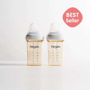 新加坡 赫根 防脹氣寬口PPSU(聚苯碸)嬰兒奶瓶 240ml *2pcs (3-6個月奶嘴)