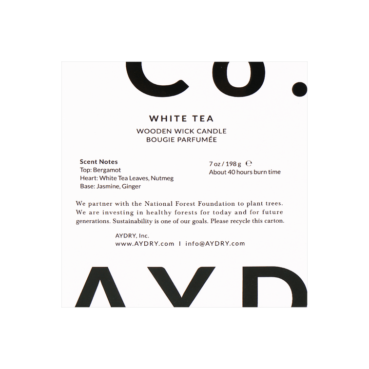 美国AYDRY & CO. 香薰蜡烛卧室家用 高级礼物香氛 7oz 白茶香 3