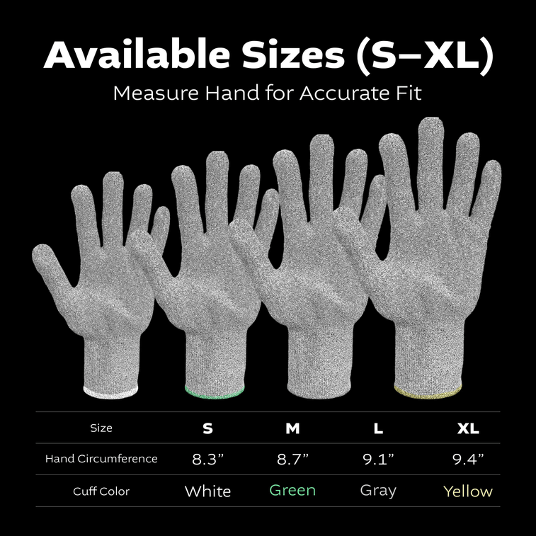 한국 Kproduct4u 회색 유리섬유 안감 장갑 (4가지 사이즈), 5개입, 사이즈 S 6