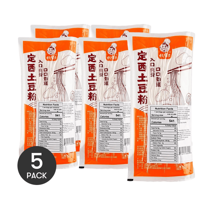 Gansu Dingxi Potato Noodles, Thin Type Noodles, 8.82 oz  *5【5 Packs】【 For Malatang and Hot Pot】