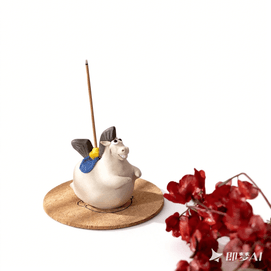 FuLau 福缭 【景德镇手工-马年新年香插】【马上有钱】【小众】陶瓷线香香插 1件