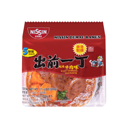 日本NISSIN日清 出前一丁 泡麵 即食湯麵 紅燒牛肉口味 5包入 500g
